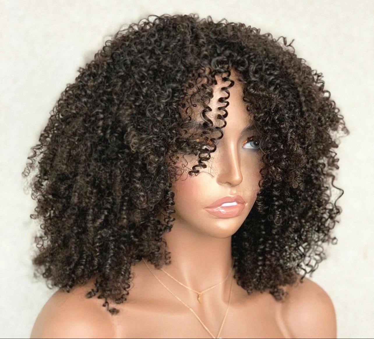 Finesse Luxury Hair -Premium Curly Human Hair Bang Wig