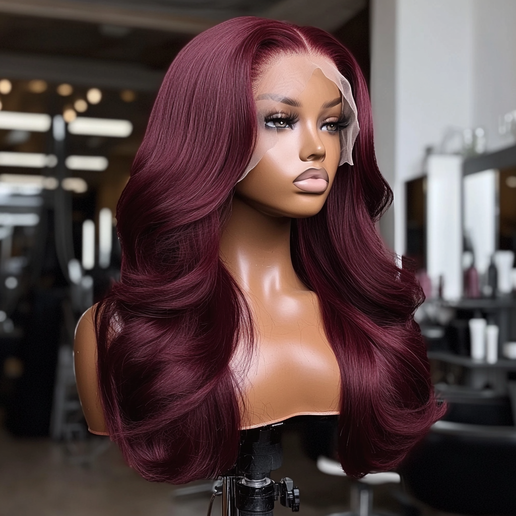 Finesse Luxury Wig - Premium Burgundy Unit 13x4 HD Swiss Lace