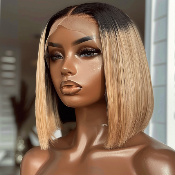Finesse Luxury Hair - Glueless Ombre Honey Blonde Straight Bob Wig