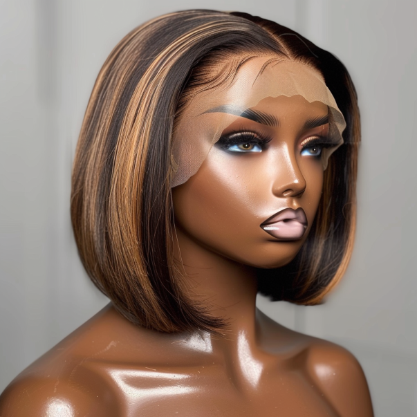 Finesse Luxury Hair - Premium Glueless Highlight Straight Bob Wig 5x5 French Lace