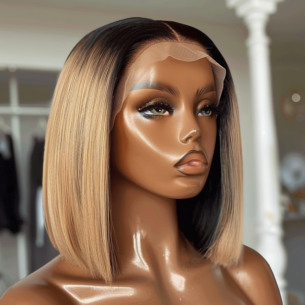 Finesse Luxury Hair - Glueless Ombre Honey Blonde Straight Bob Wig
