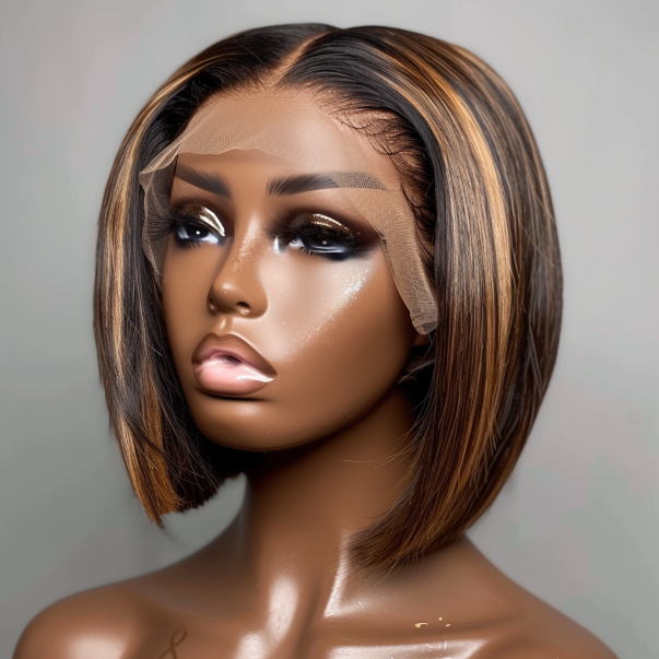 Finesse Luxury Hair - Premium Glueless Highlight Straight Bob Wig 5x5 French Lace