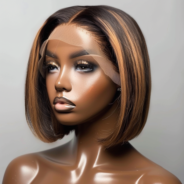 Finesse Luxury Hair - Premium Glueless Highlight Straight Bob Wig 5x5 French Lace