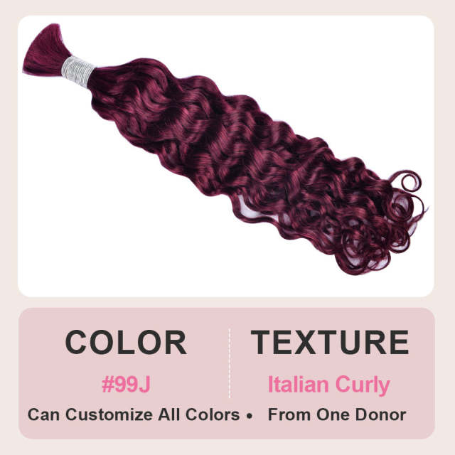 Deep Curly Coloured  Bulk Hair - 100% Human Hair For Boho Style Braids