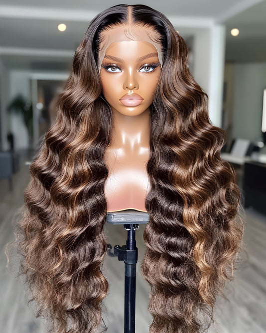 Finesse Luxury Wig - Highlight Honey Brown Glueless Thin Lace Front Unit