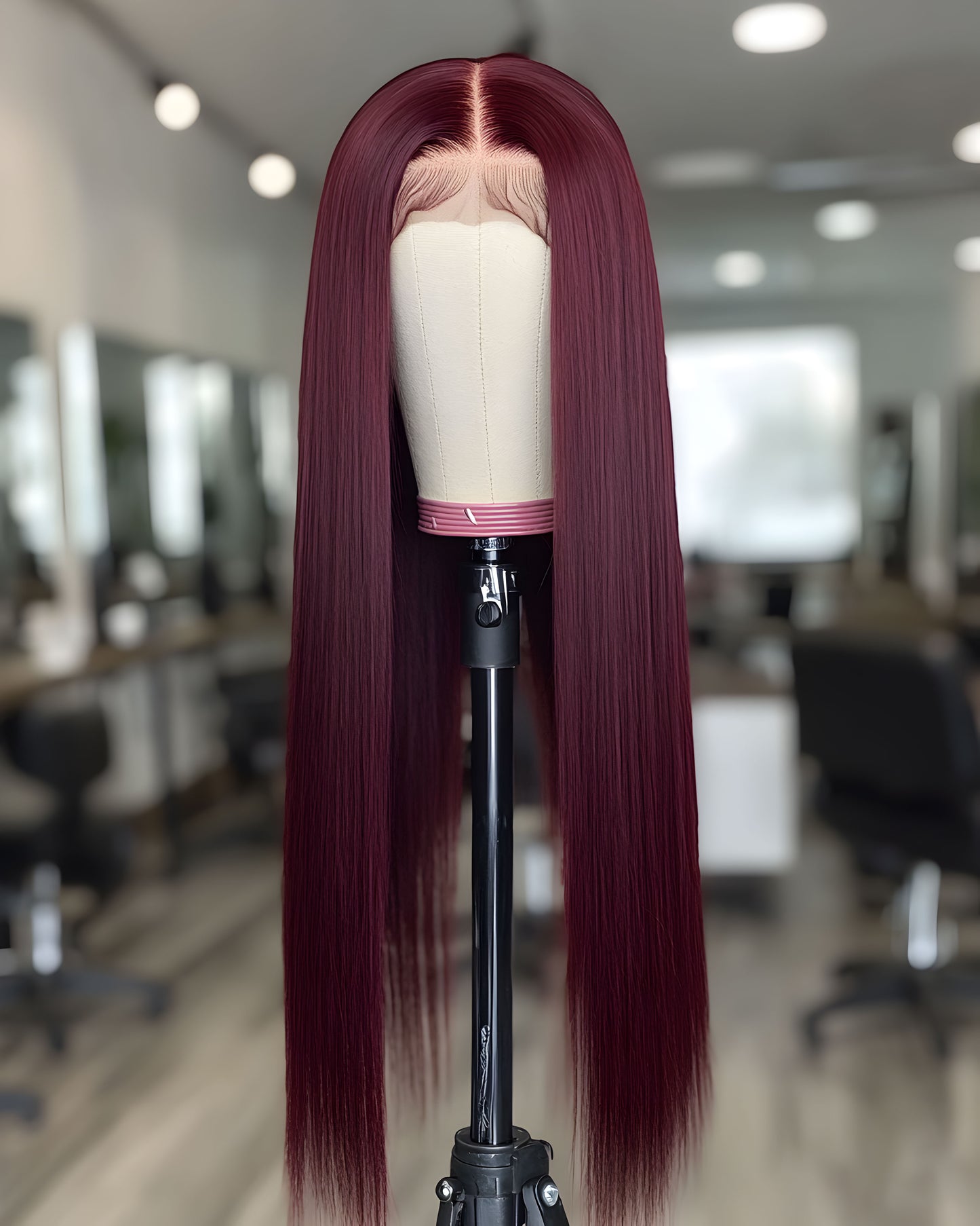 Finesse Luxury Hair - Burgundy Premium Straight Glueless Thin Front Lace Unit