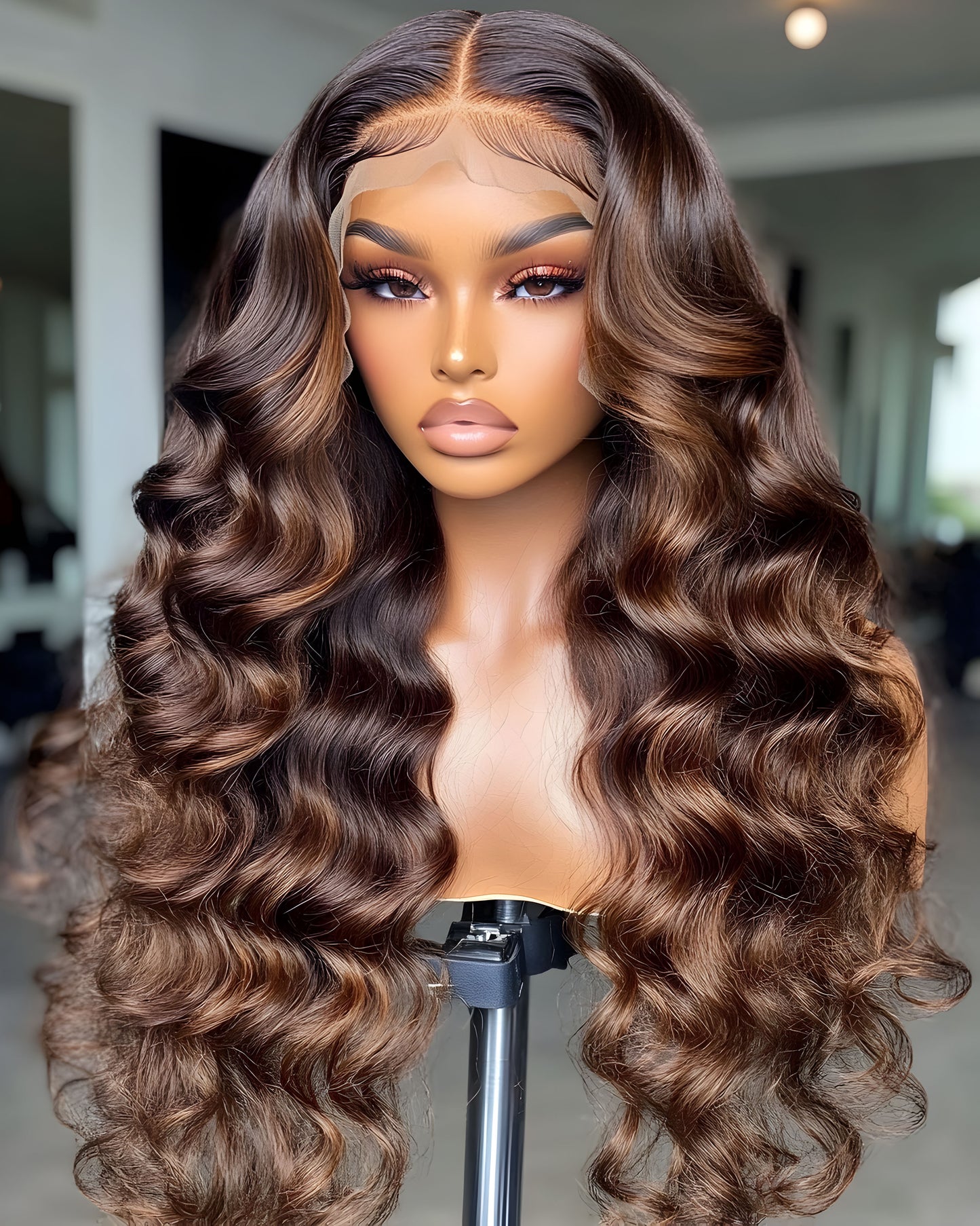 Finesse Luxury Wig - Highlight Honey Brown Glueless Thin Lace Front Unit