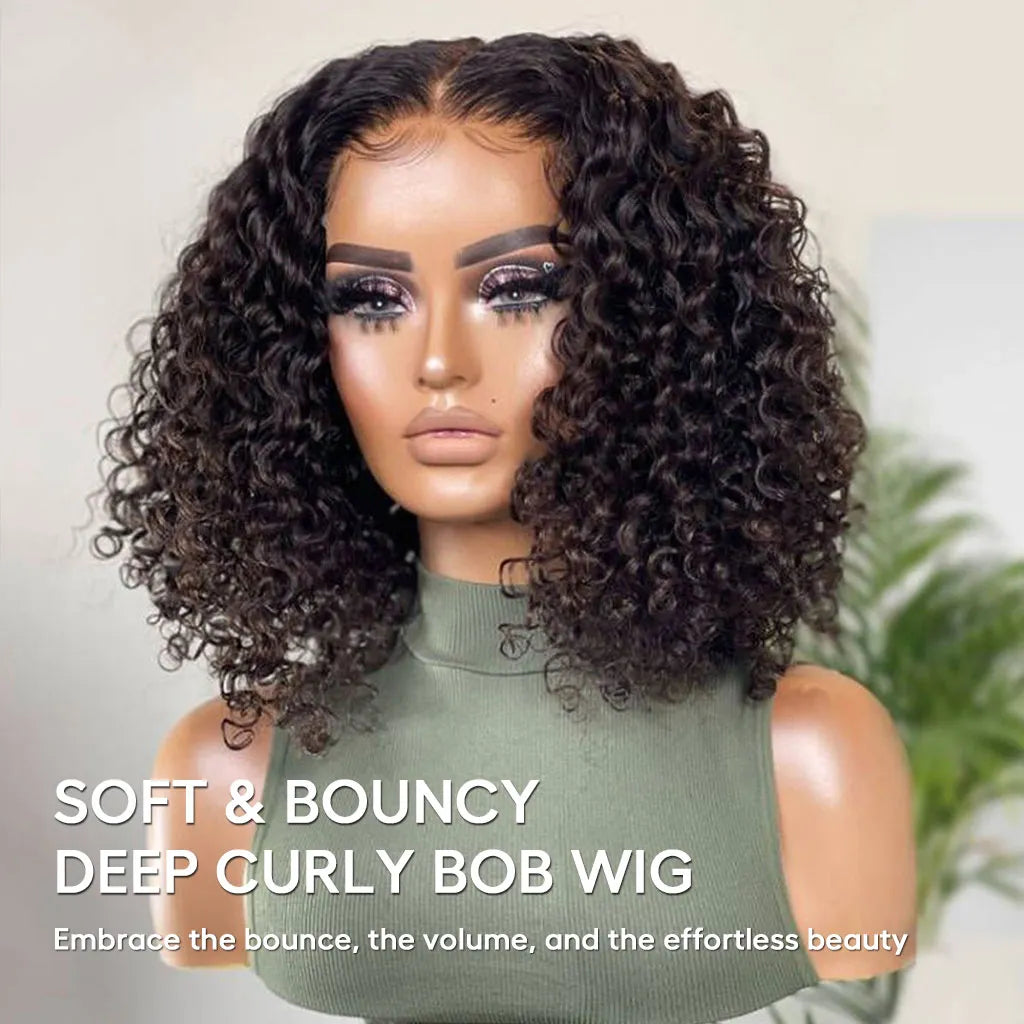 Finesse Luxury Hair- Bob Deep Curls Wig — 13x4 Thin Lace Closure