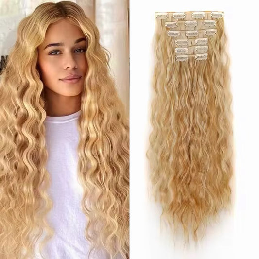 Finesse Luxury Hair - Full Head Set Curly Clip-In Human Hair Extensions