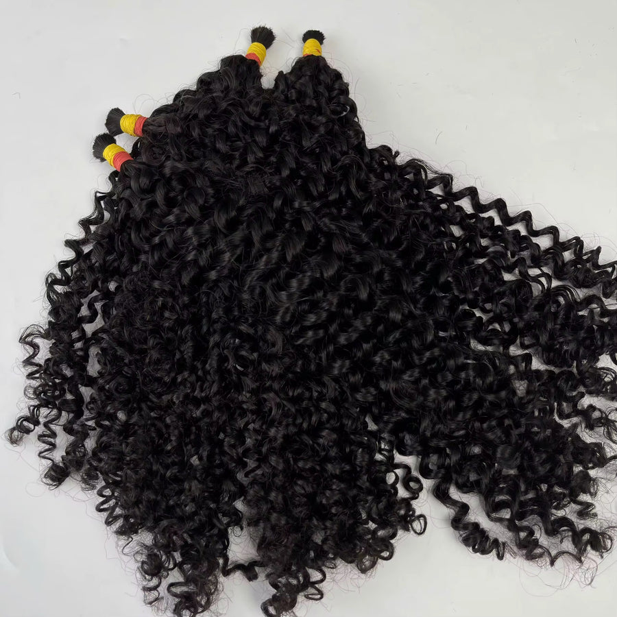 Finesse Luxury Hair- Deep Curly Natural Black Bulk Virgin Human Hair For Boho Braids