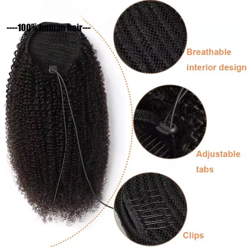 Finesse Luxury Wig - Afro Kinky Curly Ponytail Human Hair  ✨