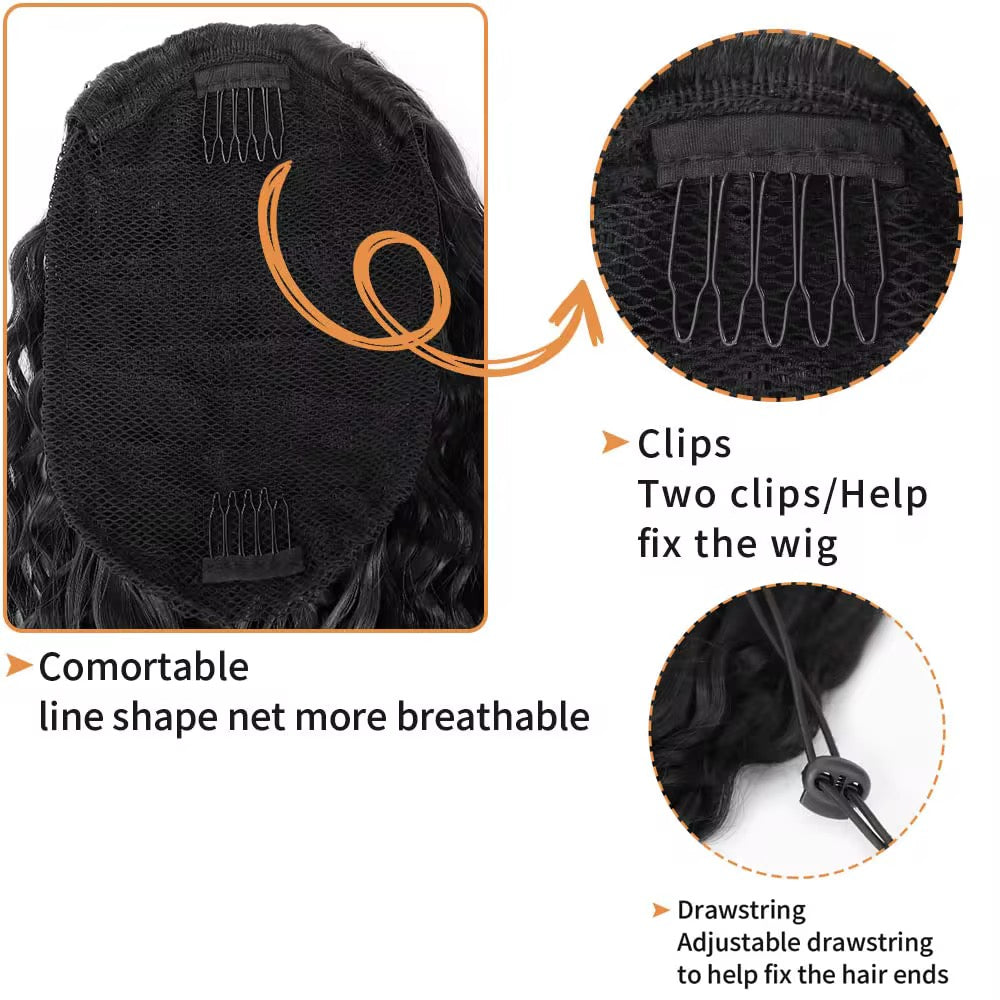 Finesse Luxury Wig - Deep Curly Drawstring Ponytail Human Hair  ✨