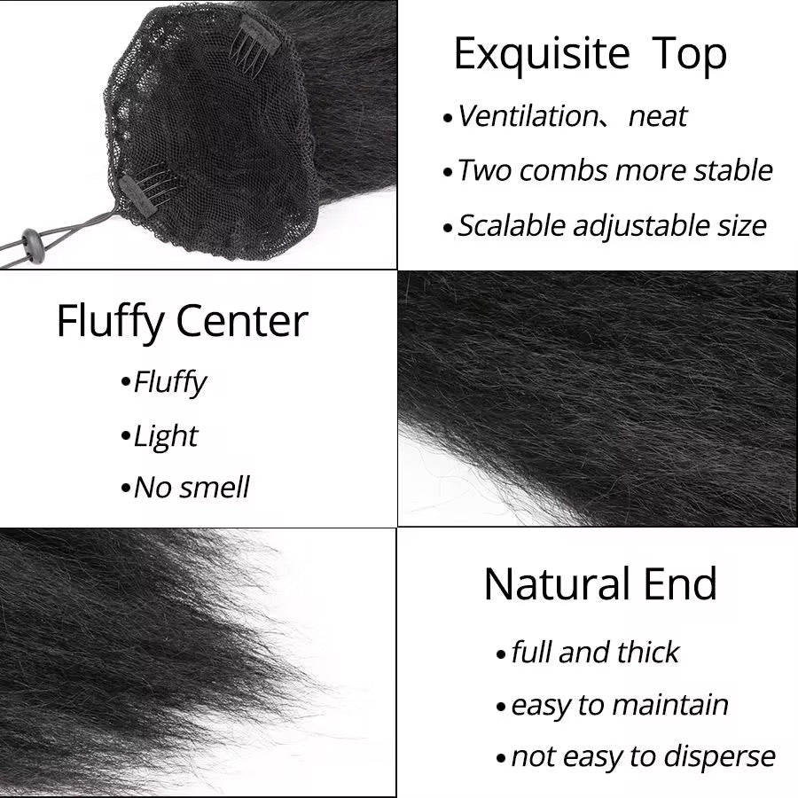 Finesse Luxury Wig - Kinky Straight Drawstring Ponytail Human Hair  ✨