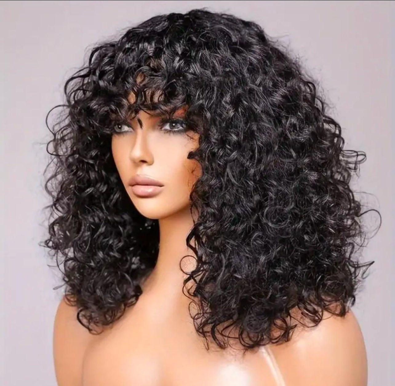 Finesse Luxury Hair -Premium Curly Human Hair Bang Wig