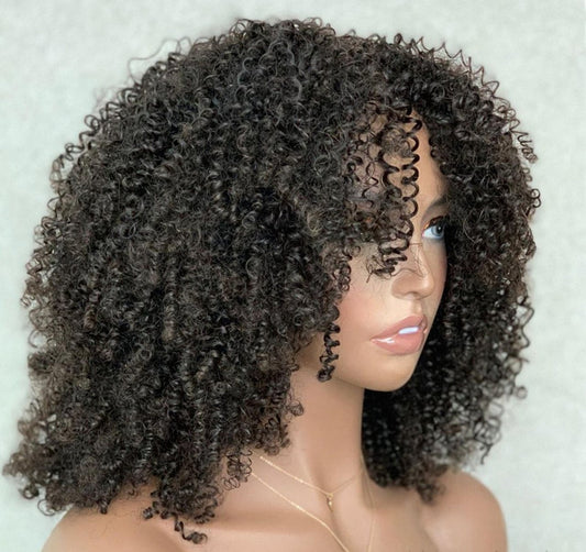 Finesse Luxury Hair -Premium Curly Human Hair Bang Wig
