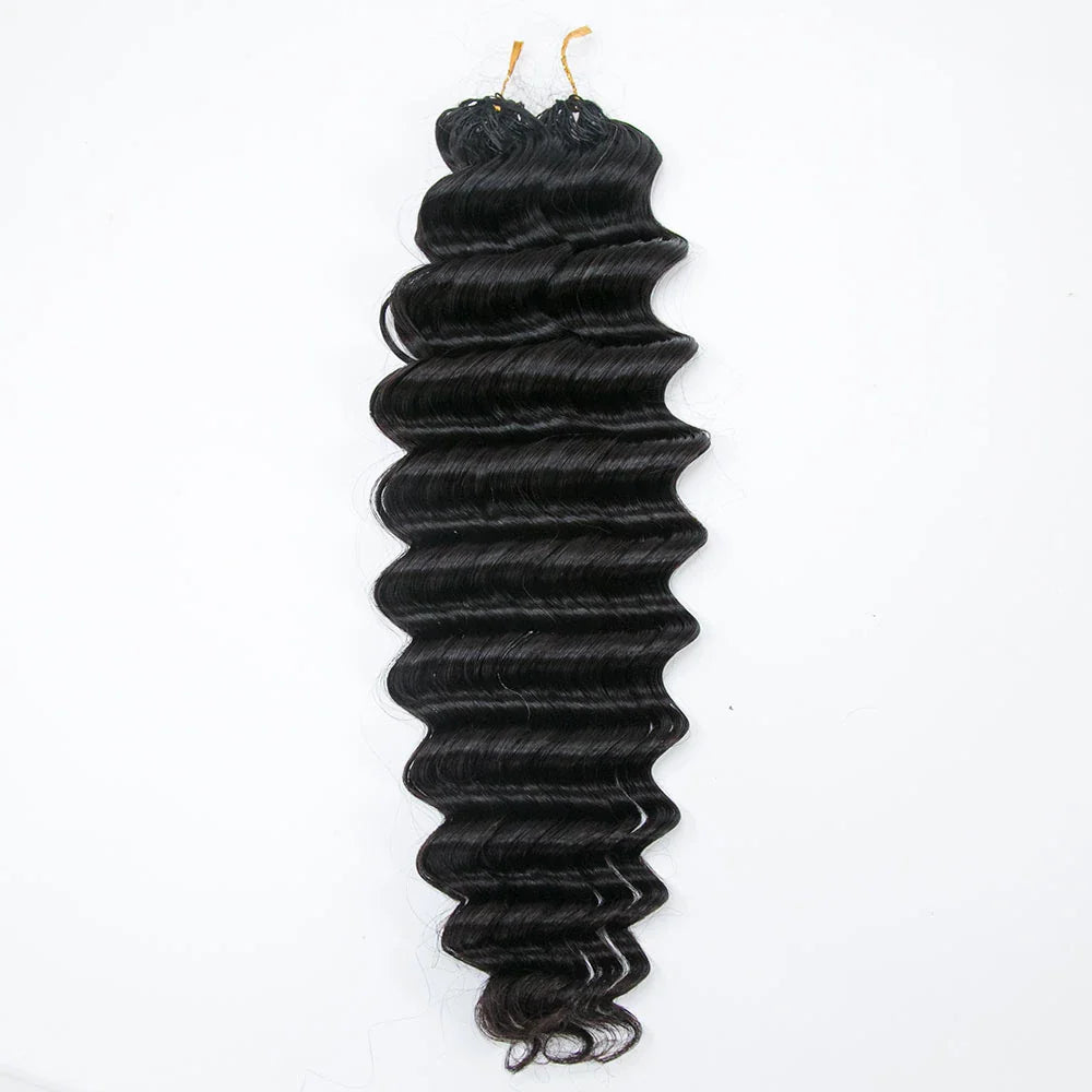 Crochet Deep-Wave Human Hair, High Quality Pre-Streched, Tangle Free & Long Lasting. Easy DIY Install- Natural Texture & Soft Bouncy Feel